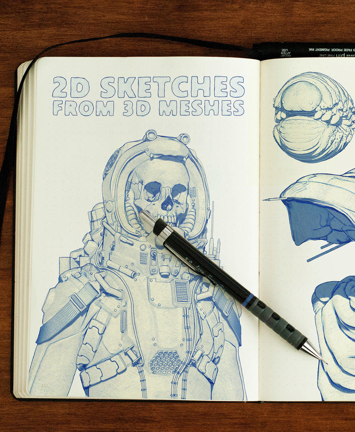 2D Sketches from 3D Meshes - ZBrush BPR filters pack