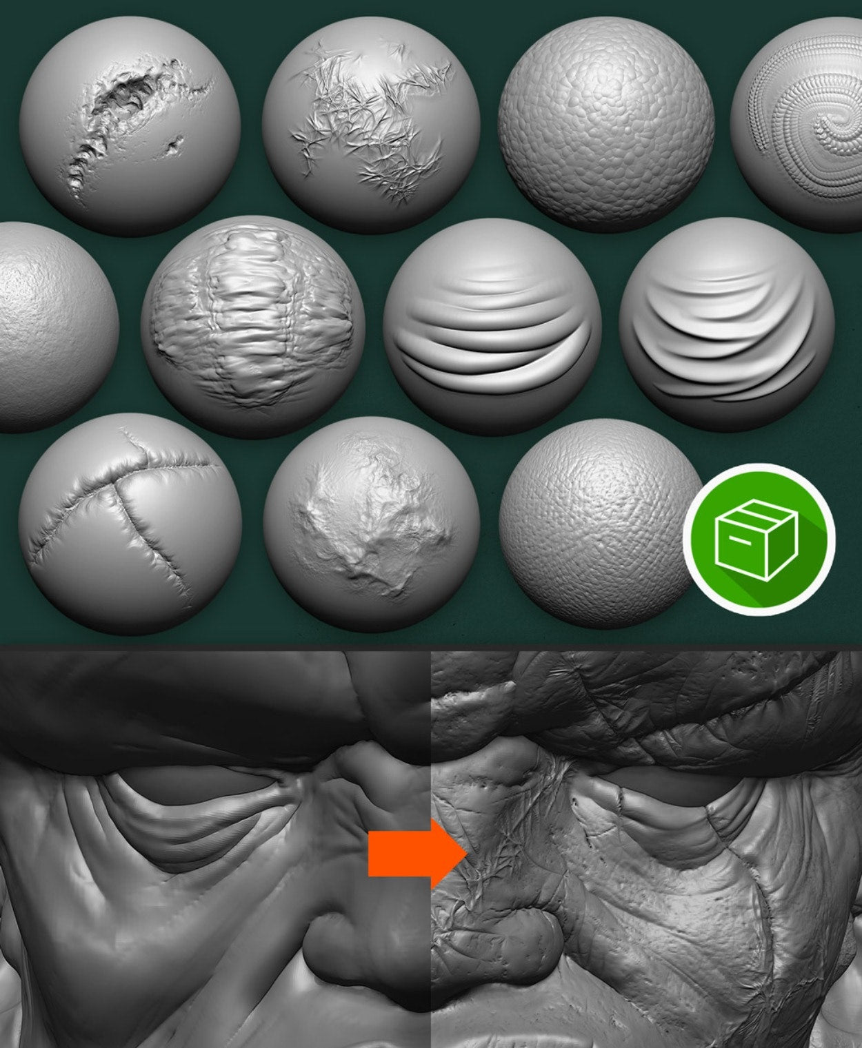 ZBrush Double Action Brushes - Creature Skin PACK
